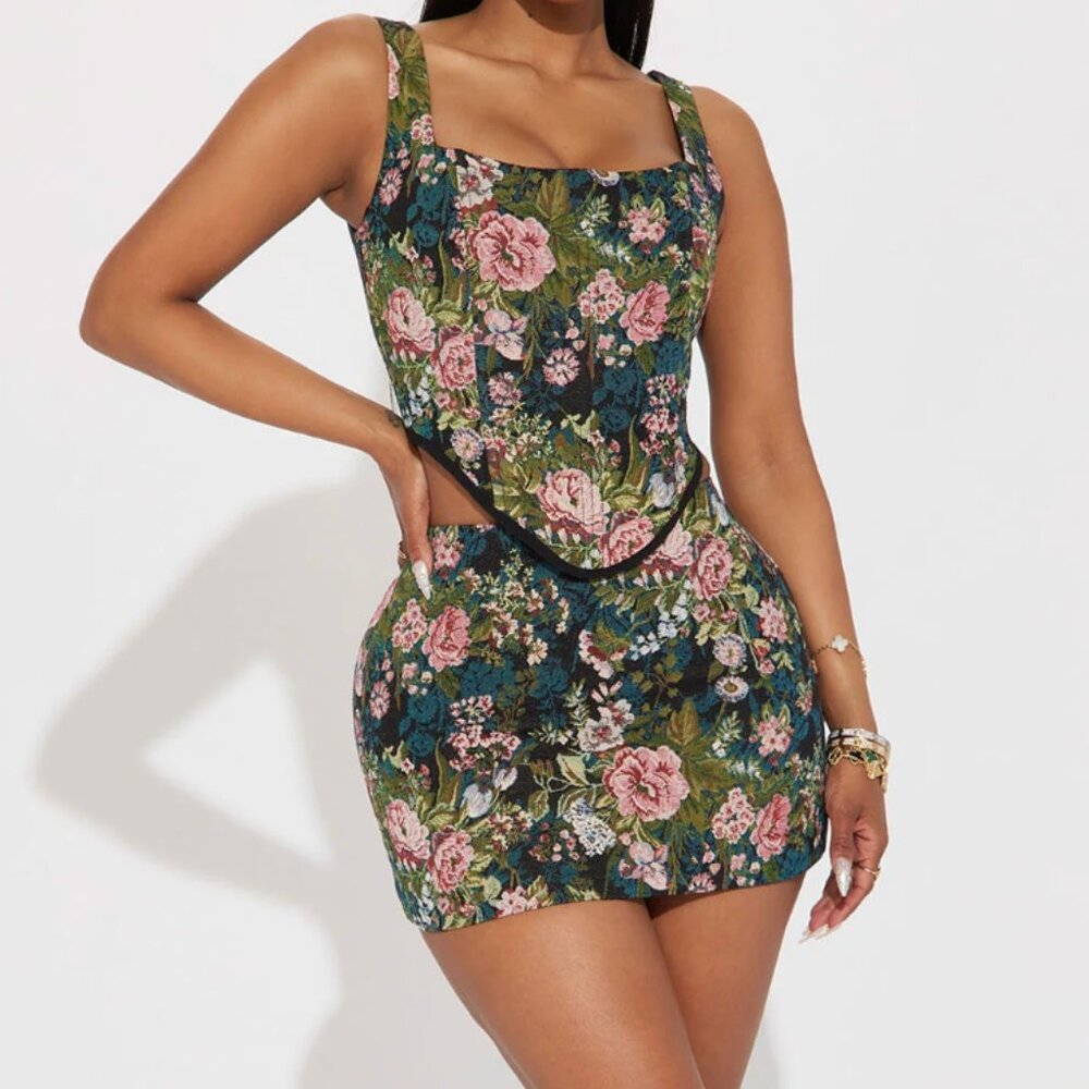 Major Vibe Floral Corset Set - Fashion Nova